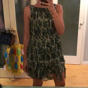 Timo Weiland Silk Gathered Dress with Back Cape